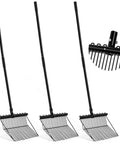 Three Pack Metal Manure Forks With Long Ergonomic Handles Heavy Duty Muck Rake For Horse Stalls And Stables Farm Cleanup And Garden Work