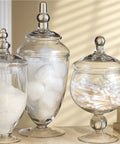 Set Of 3 Clear Glass Apothecary Jars With Lids For Candy Buffets And Home Decor Tall 10 Inch And Two 9 Inch Jars With 4.5 Inch Openings