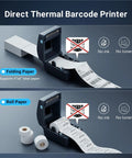 Built Like A Tank Thermal Shipping Label Printer Smashes Out Your 4x6 Labels At Six Ips With This Plug And Play Usb Device, showing labels printed on roll and folding paper.
