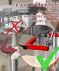 Adjustable Drill Press Guard Shield For 2.0 To 4.0 Inch Column Diameter Fits Benchtop And Floor Models Safety Shield For Drilling Press Protection And Guard Accessory Must Have installed on drill press with safety features highlighted