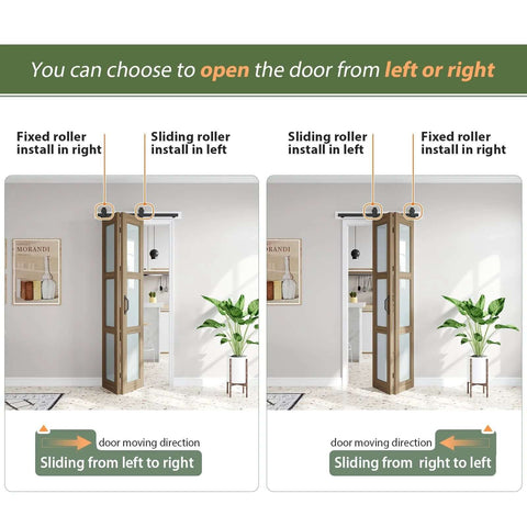 Double 15x84 Frosted Glass Barn Door Set In Brown Finish Sliding Bifold Closet Doors with Hardware Kit Included installed view