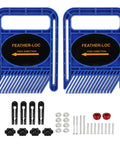 Heavy Duty Adjustable Featherboard For Woodworking, stackable blue ABS polymer boards with hardware for table saws and routers.