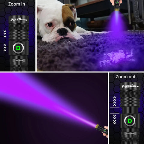 395Nm UV Light Flashlight Powerful 10W USB Rechargeable Portable Blacklight Woods Lamp detecting pet urine