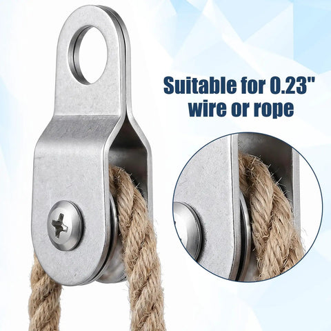 Open Pulley System Snatch Block With Bearing for Smooth Rope Feeding Set of 20 Small Single Pulleys Quiet Operation Great for DIY Lifting Rigging Clotheslines and Light Hauling, steel pulley for 0.23" rope