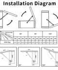 Installation diagram for Four Pack 100N Gas Struts Lift Supports For Cabinet Doors And Storage Boxes, positions 80 to 100 degrees.