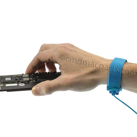 Anti-Static Wrist Strap For Computer And Electronics Repair With Adjustable Comfort Fit, ESD Safe Grounding Band in use