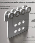 Eight Wheel Trolley Assembly For Unistrut Channel Track 1.625 Inch Wide And Taller, showing bearing steel construction.