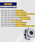 Front Wheel Bearing Hub Assembly For Jeep Cherokee 1989 to 1999, Comanche 1990 to 1992, Grand Cherokee 1993 to 1998, TJ 1997 to 1999