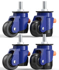 Heavy Duty Leveling Casters Set Of 4 With Retractable Wheels And Ratchet Handle One Half Inch And M12 Stem Sizes