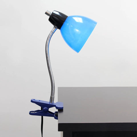 Your Go-To Adjustable Clip Desk Lamp Blue For Desks And Nightstands Flexible Neck Reading Light With Easy Rotary Switch On The Shade