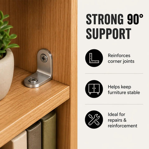 Killer Stainless Steel L Brackets For Shelves With 80 Heavy Duty Screws Slick Hardware Kit, 90° corner support install.