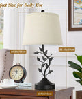 3 Way Dimmable Touch Table Lamps Set Of 2 For Living Room And Bedroom With Vine Design on Wooden Surface