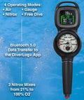 2-Gauge Console Dive Computer With 5000 PSI Gauge, Imperial Compass, Bright Screen, Bluetooth 5.0, Scuba and Free Diving