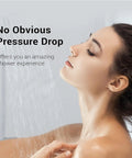 Woman enjoying shower using Premium Shower Head Water Filter Replacement Cartridges Featuring Advanced KDF Filtration Material