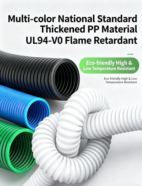 Multi-color Heavy Duty Polypropylene Conduit For Flexible Cable Raceway With Flame Resistant Cover.