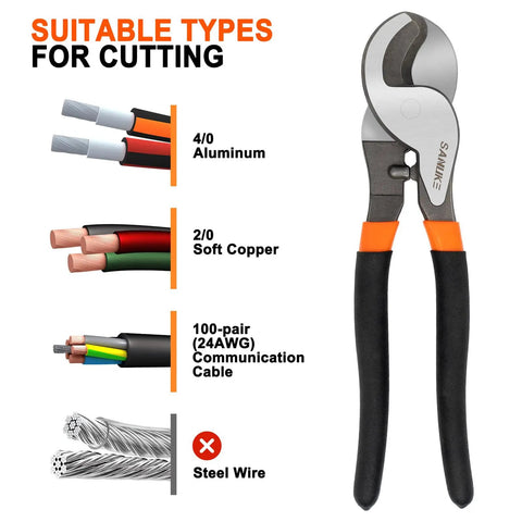 8 Inch High Leverage Cable Cutter Heavy Duty Workhorse For Aluminum Copper Wire And Communications Cable Sharp Clean Cuts Every Time Designed For Pro Use With Industrial Grade Durability Chrome Vanadium Steel Construction And Heat Treated Jaws