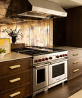 Kitchen with Five Pack Gold Cabinet Pulls With 3 Inch Hole Center Brushed Brass Finish Flat Modern Drawer Dresser Handles.