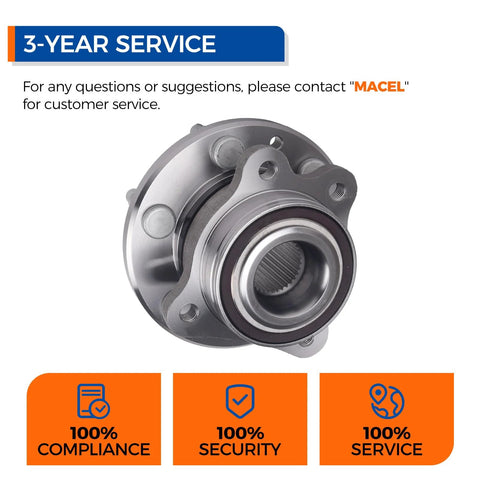 4WD Front Wheel Bearing Hub Assembly for 2015-2022 Chevy Colorado and GMC Canyon with ABS, silver hub with service icons visible