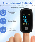 Rechargeable Finger Pulse Oximeter With SpO2 And Pulse Rate, Respiratory Monitoring, fast readings, OLED touchscreen on finger