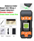 Pro Grade Digital Stud Finder And Wall Scanner Loaded With AC Wire Hunter Pipe Detector And Wood Moisture Meter large digital display with laser cross line