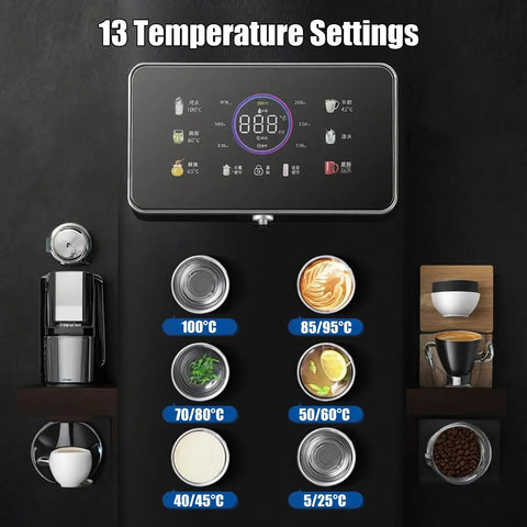Wall Mounted Instant Hot Water Dispenser With 2200W Power And 13 Temperature Settings Plus 6 Water Volume Levels, Child Lock Safety