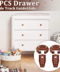 Premium 8 Pack Drawer Slide Replacement Kit Featuring Smooth Roller Tracks Heavy Duty Plastic Guides Complete Mounting Hardware For Commercial Dressers Rolls Smooth As Butter displayed with brown plastic guides beside a white dresser.