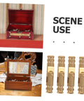 Brass Hidden Cabinet Hinges 25 Pack For Jewelry Boxes And Wooden Boxes, shown with open wooden and metal boxes, vintage style