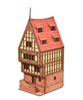 Realistic Medieval Rowhouse DIY Wood Building Kit For Teens And Adults, Eco Friendly Non Toxic Craft, classic European model side view
