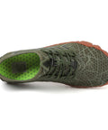 Unisex Water Shoes For Men And Women, Quick Dry Barefoot Swim Shoes, top view of mesh and sole, Green, US 12 Women 10 Men
