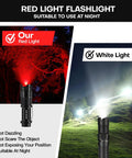 Red LED Flashlight With One Mode For Night Observation Astronomy And Aviation Two Pack Red Light Torch Powered By AA Battery Not Included comparing red and white light.