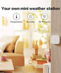 Zigbee Temperature And Humidity Sensor 3 Pack For Smart Home Climate Monitoring, Thermometer Hygrometer For Real Time Temperature And Humidity Tracking In Home Or Office, Easy Installation, Long Battery Life, Requires Hub. wall-mounted sensor in living room