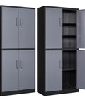 Heavy Duty Metal Storage Cabinet With Locking Doors And Shelves 71 Inch Tall Steel Garage Cabinet, front view with doors open