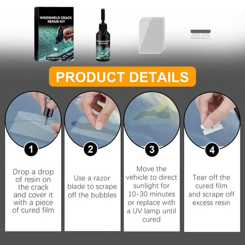 Two Bottle Windshield Glass Repair Kit With Quick Fix Fluid For Chips And Cracks Bullseye And Star Shape Cracks Car Glass Repair Made Easy And Pro Grade