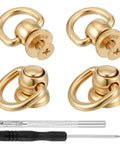 Heavy Duty 4 Pack Brass D Rings For Purse Hardware With Ball End Studs And Installation Tools Light Gold Finish and driver.