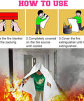Illustration showing how to use Heavy Duty Fiberglass Fire Blanket 3.9 By 5.9 Feet For Emergency Survival And Kitchen Fire Safety