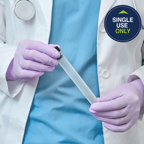 Lavender Nitrile Exam Gloves 3.1 Mil 9.5 Inches Medium All Day Comfort Box Of 250 Powder Free Non Sterile Disposable Gloves In Use