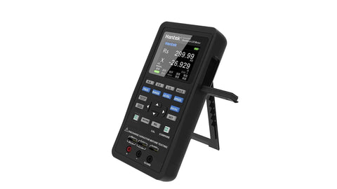 Portable LCR Meter With Carry Case, 40 Kilohertz Handheld Tester, 0.6 Vrms Test Level, Auto And Manual Measurement, side view angle