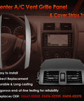 Center A/C dash vent grille panel with gray cover strips trim (left-right pair) for Corolla, front view.