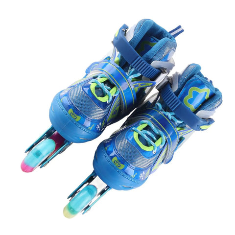Adjustable Inline Skates For Kids With Breathable Mesh And Light Up Wheels Outdoor Roller Blades Size 35-38, top view