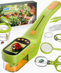 Kids Handheld Digital Microscope For Outdoor STEM Exploration With 2.4 Inch IPS Screen 500X Magnification Ergonomic Grip Photo Video Capture Bonus Tools, green bug observation kit