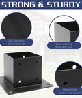 Heavy Duty 4x4 Post Base Anchors for Deck Fence and Pergola, Steel Brackets With Black Coated Finish, Anti Corrosion, 4 Pack