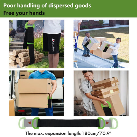 Heavy Duty Padded Moving Straps And Lifting Harness For Couches Furniture And Appliances Ergonomic Shoulder Gear shown in use with boxes.