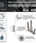 Number Ten By One And A Half Inch Sheet Metal Screws, 100 Pieces, 410 Stainless Steel Flat Head Self Tapping Tek Screws image with features