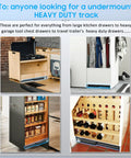 Heavy Duty Undermount Drawer Slides With Full Extension Ball Bearing Runners installed in various cabinets and wardrobes