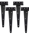 Heavy Duty T Hinge Set 10 Inch Black Rustproof Tee And Strap Hinges for shed door gate barn fence, 4 pack