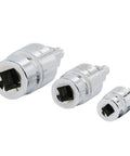 Magnetic 2-Stage Universal Joint Set For One Quarter, Three Eighths, And One Half Inch Drive Sockets - 3-Piece Swivel Adapters With Quick Switch Ball Spring Design, Durable Case, Perfect For Tight Spots And Hard-To-Reach Fasteners; chrome moly steel