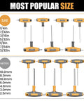 14 Piece T Handle Allen Wrench Set Pro Grade Metric And Standard With Long And Short Shanks Hex Keys On Display