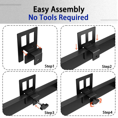 Set Of Six Anti Slip Mattress Holders For Metal Bed Frames, Heavy Duty Rubber Sliders assembly steps showing no tools required.
