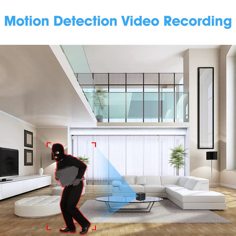 Ultra Compact Wireless Mini Camera 1080P HD Tiny Spy Cam With Night Vision for home security with motion detection feature.