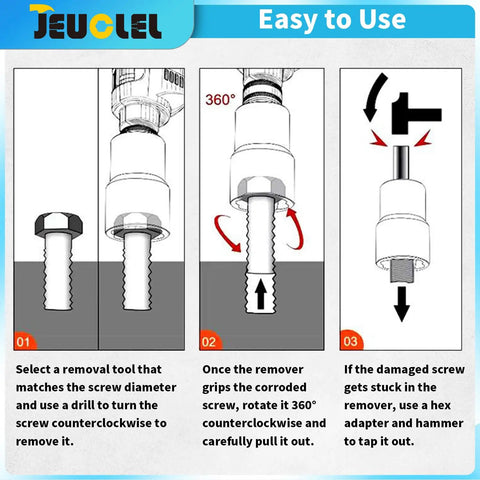 Diagram showing the use of a Twist Lug Nut Socket Set One Half Inch Drive Damaged Nut Lock Remover And Extractor Kit.